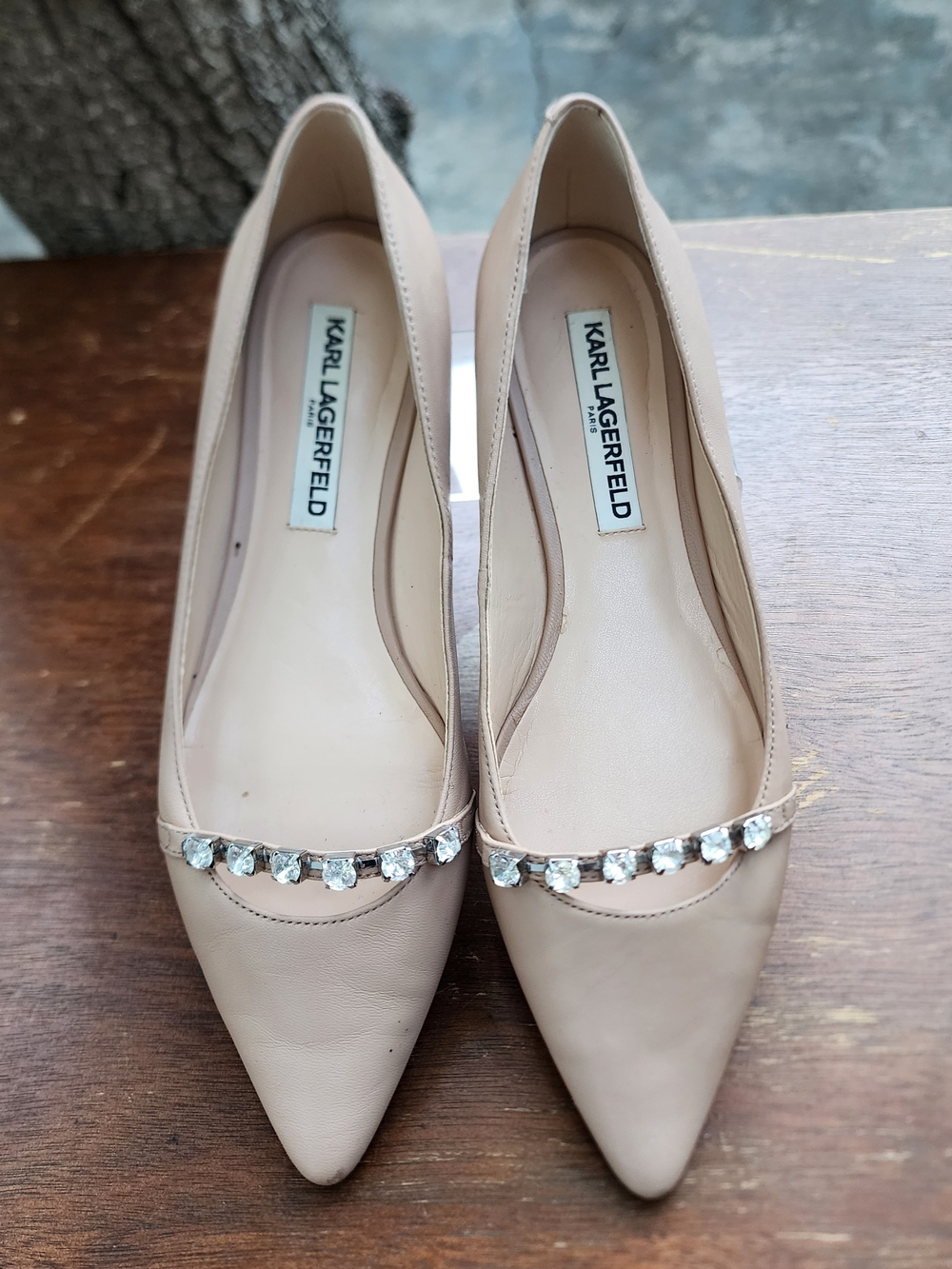 Karl Lagerfeld Colette Rhinestone Nude Flats 8M